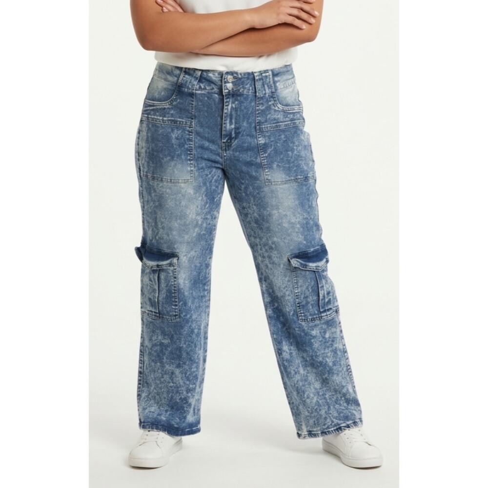 Blue Turtle Exclusive Loose Fit  Cargo Jeans Acid Wash 20